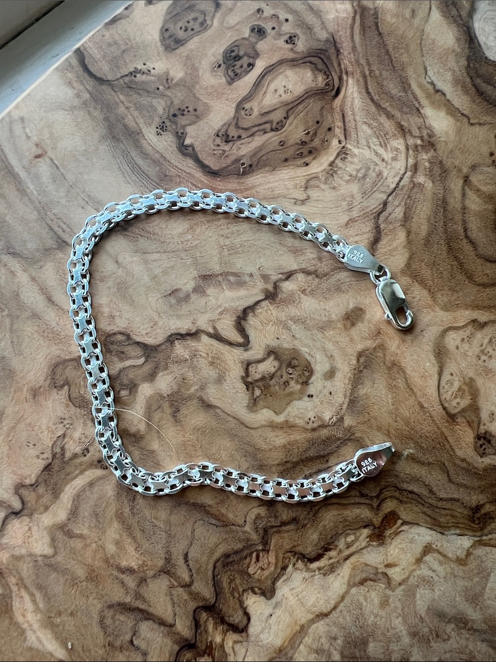 Delicate Silver Rope Chain Bracelet. Made in Italy